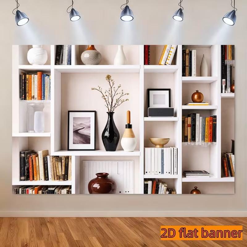 2D Modern White Shelf Background for Studio & Live Streaming 47.2x31.5inch/120*80cm