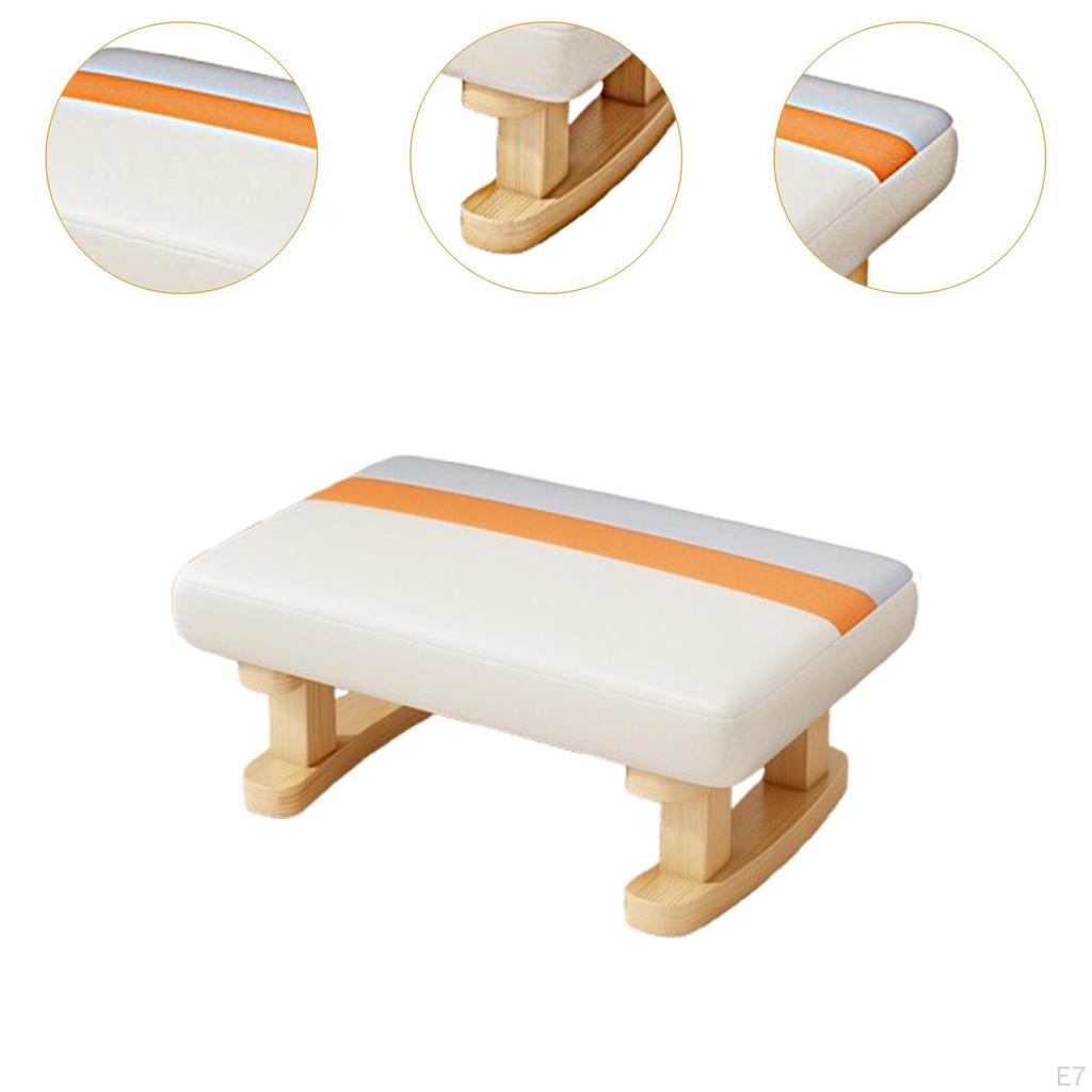 Foot Rest with Wooden Legs Padded Footstool Bench Rectangle Short Step Stool Small Low Ottoman for