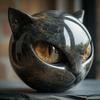 Amber Eyes Resin Stone Sculpture Resin Luxury Marble Texture Hand-Carved Cat Stone  Bookshelf Decor