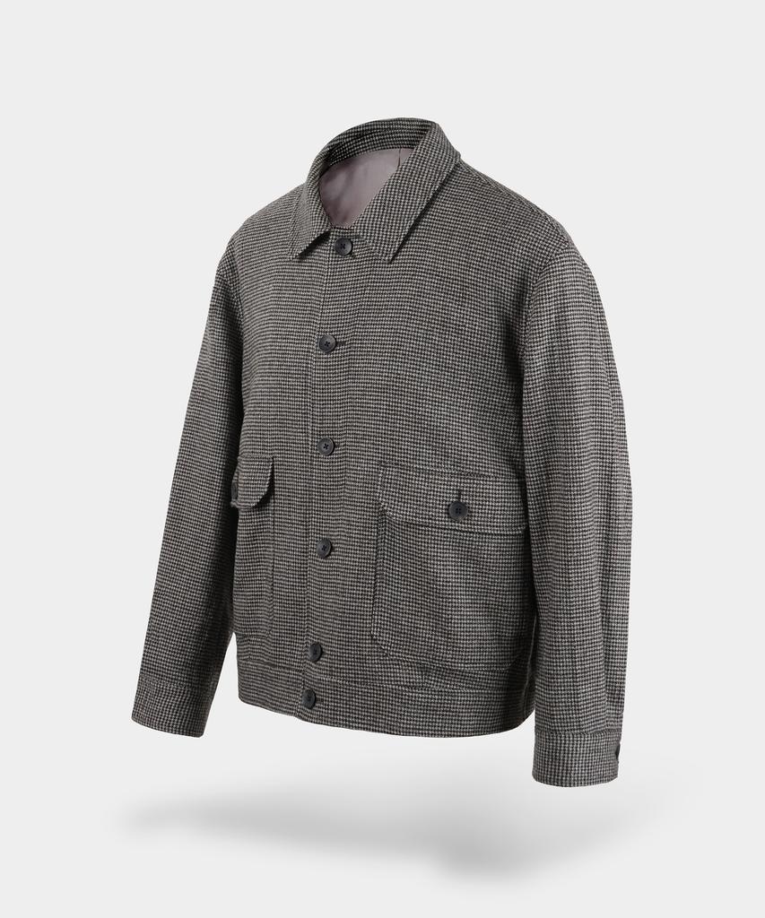Birbante Heritage Houndstooth Blouson Jacket - Beige