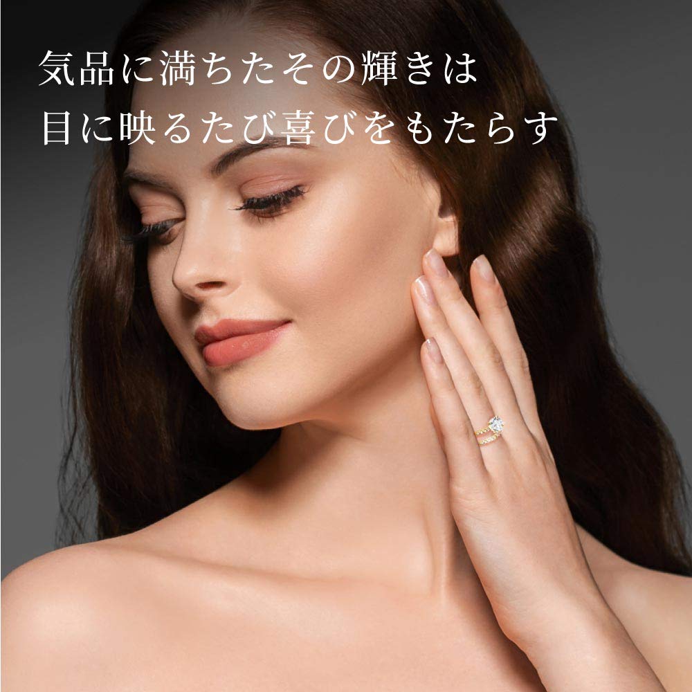 from New Ring Half Eternity Ring 2 Row Yellow Gold Engagement Ring Wedding Ring Present Women [Gift York] Women's