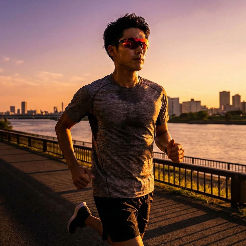 Rimless Shield Curved Polarized Original Sports Sunglasses for Training and Running EZ22 [EIENNO]