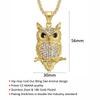 Hip Hop Iced Out Owl Pendant Necklace For Women Men Gold Color Stainless Steel Animal Bling AAA CZ Necklace Women's Jewelry Gift
