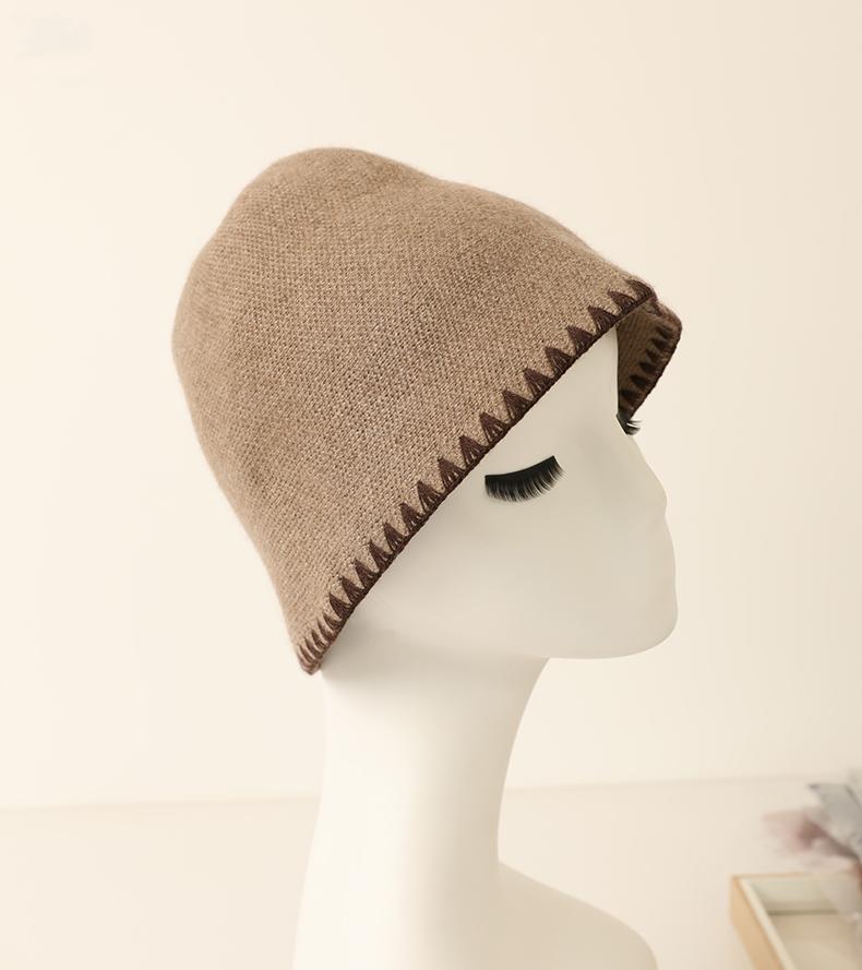 Inner Mongolia 100% Pure Cashmere Fisherman Hat Cap Custom Fashion Women Hand Knitted Winter Beanie Hat 21x26cm коричневый