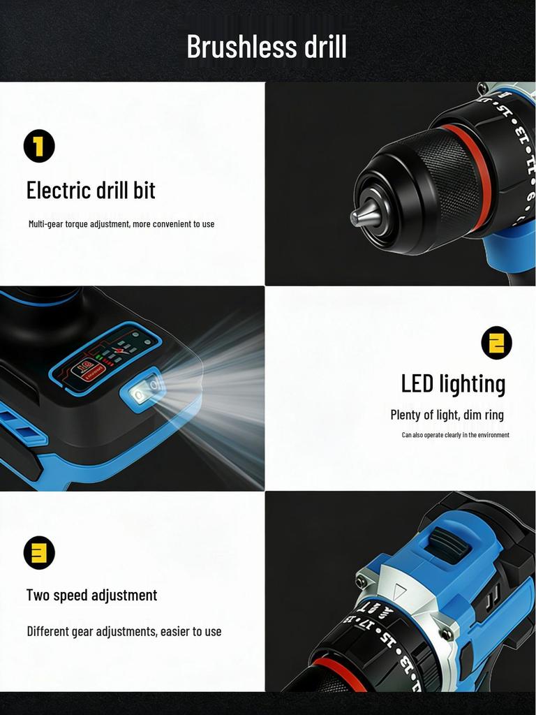 Brushless Lithium Battery Compact Pistol Drill with 48-Hour Shipping