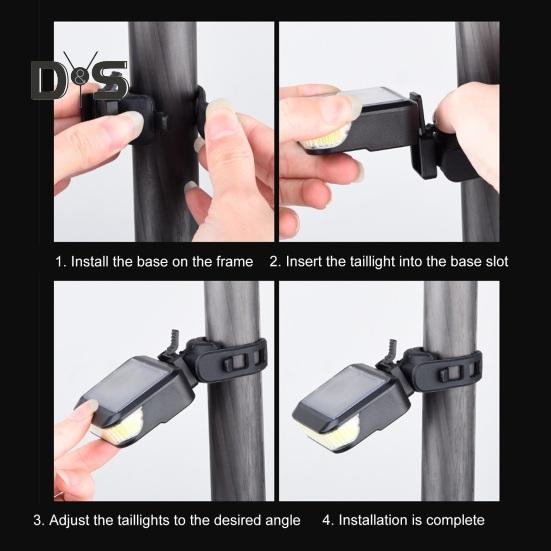 Solar Bicycle Tail Light Adjustable Rechargeable MTB Road Mountain Bike Lamp Waterproof 30LM Night Riding Bike Warning Rear Lamp
