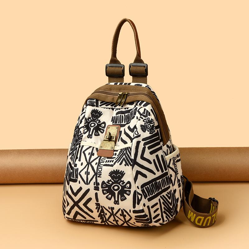 Schoolbag1011 New Export Women's Print Multi-functional Backpack Women's Bag Jixiang Casual Schoolbag Versatile Backpack