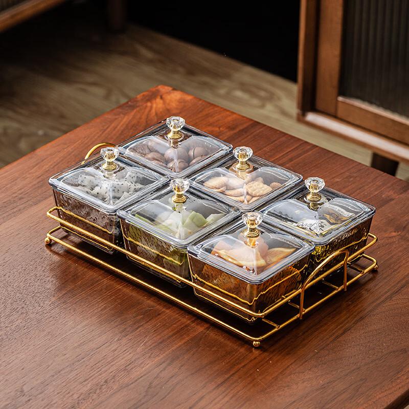Hammered Glass Divided Serving Dish Set