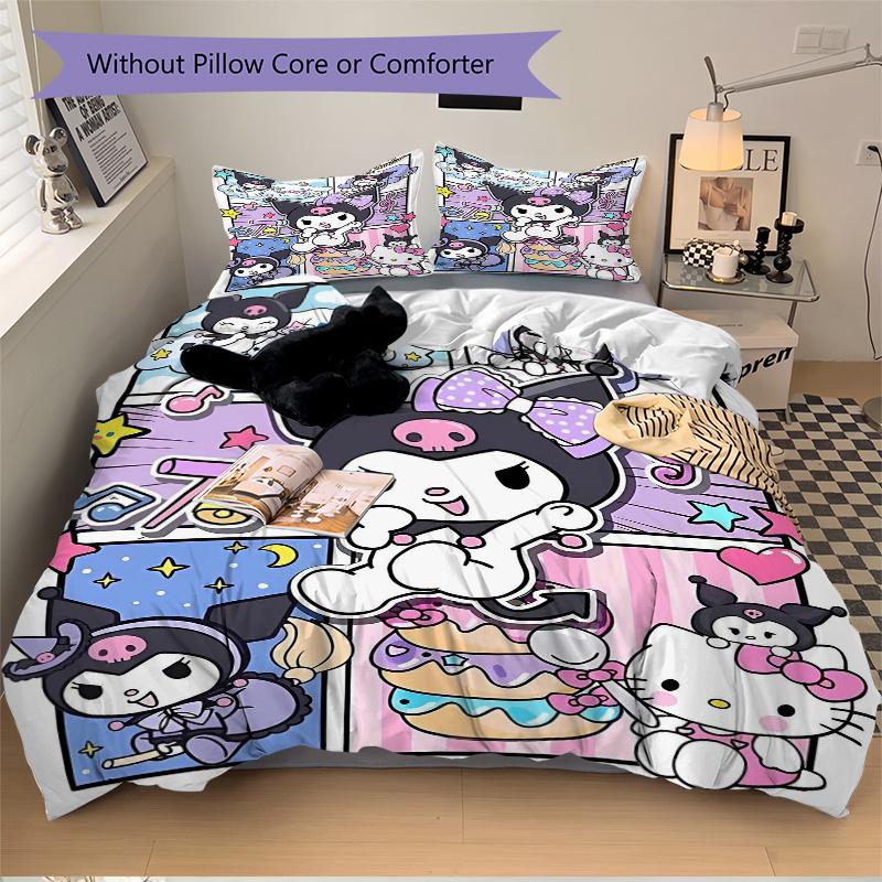 3pcs Hello Kitty and Friends Bedding Set, Including 1 Quilt Cover and 2 Pillow Shams, Without Filling, Soft and Comfortable Home Bedroom S033