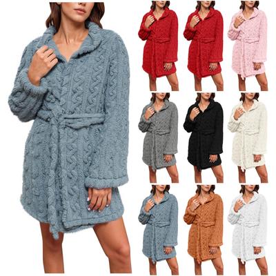 Plus Size Jacquard Hooded Bathrobe, European & American Style, Thickened for Autumn & Winter