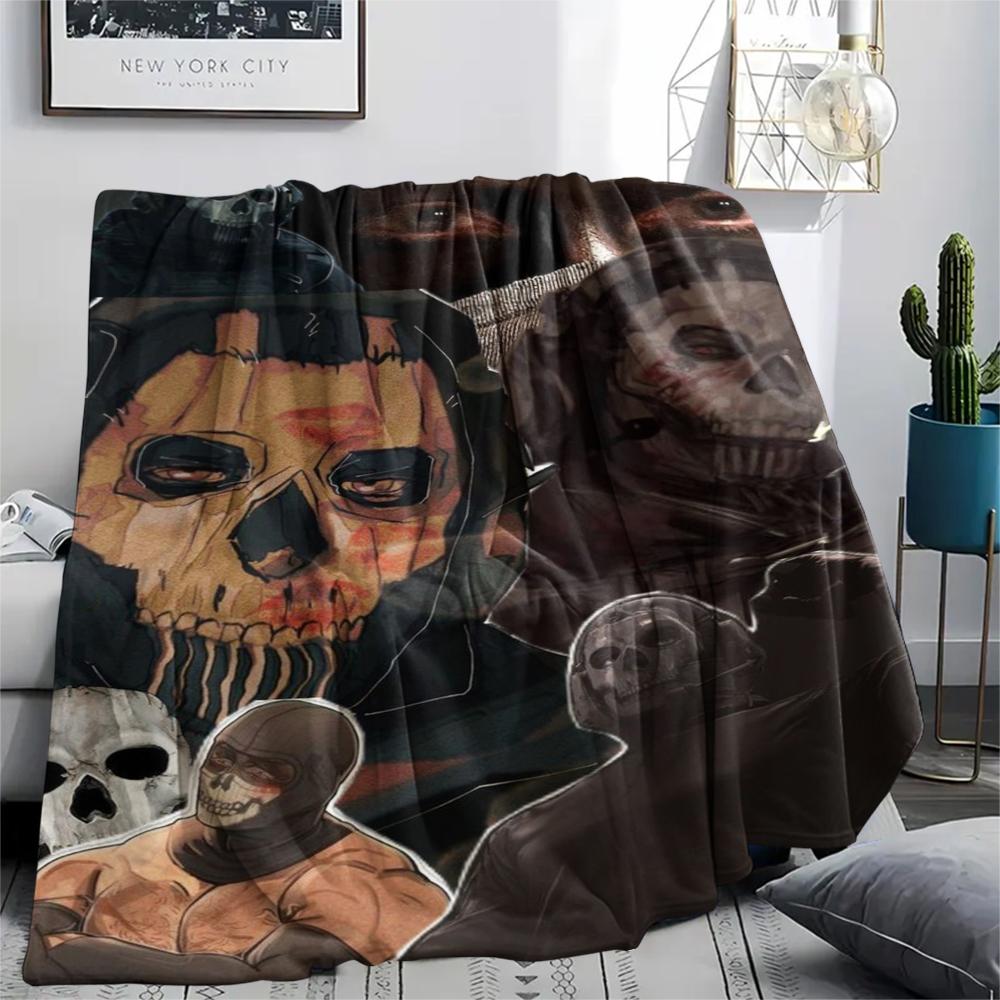 1PC GHOST Print Flannel Blanket, High quality Comfortable for All Seasons, Home Decor, Warmth and Comfort, Perfect for Christmas Gifts160