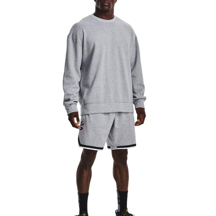 Under Armour Curry Fleece Logo Print Elastic Waist Low Rise Straight Leg Basketball Pants Men pants Gray 1374302-011