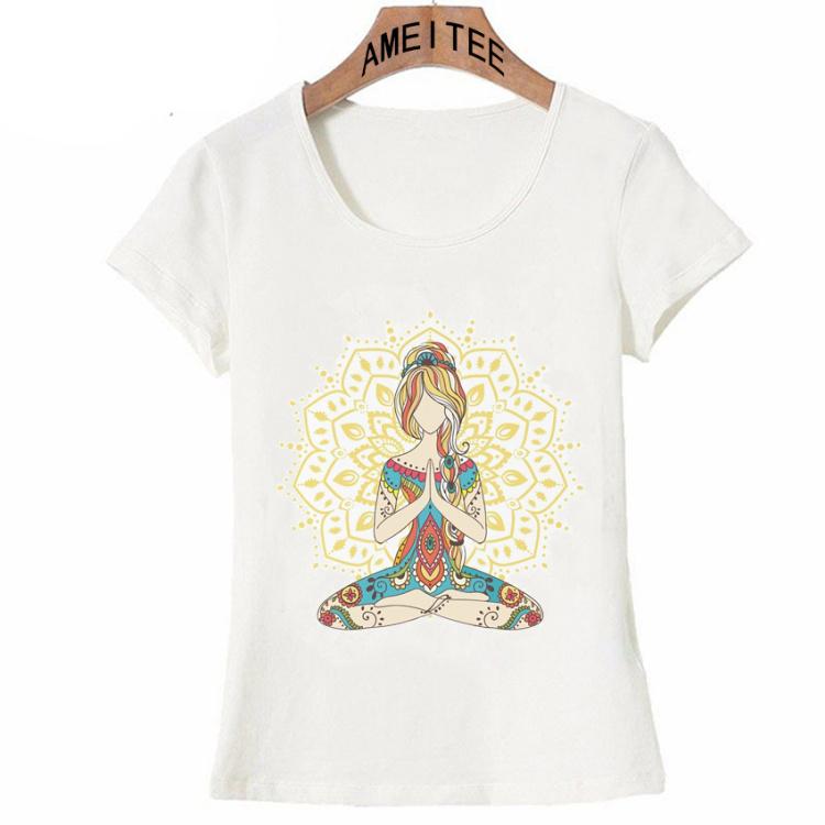 Yo Ga Girl Multi Arms Chakra Buddha Mandala Chakra Power Centers Zen T Shirt Summer