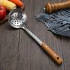 Stainless Steel Spatula Soup Spoon Colander Kitchenware Set Wooden Handle Kitchen Household Cooking Frying Spatula