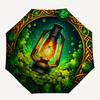 Shamrock Lantern: Irish Decor with Celtic KnotsUmbrella, Portable 3-Fold Compact Umbrella for Men & Women Gift