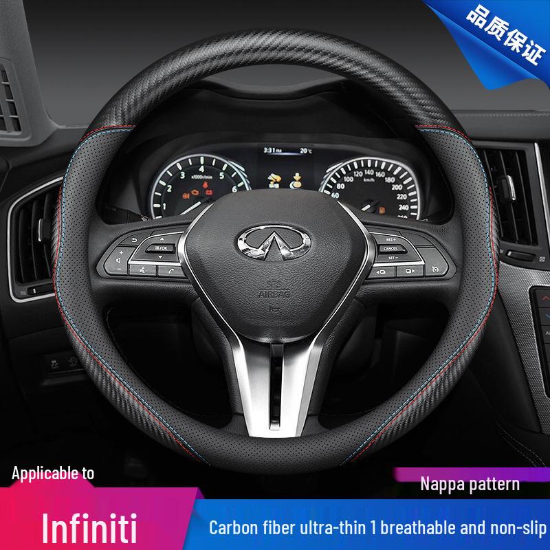 Genuine Leather Steering Wheel Cover for Infiniti Q50L, QX50, G25, QX30, Q60, QX70, FX35, Q70L