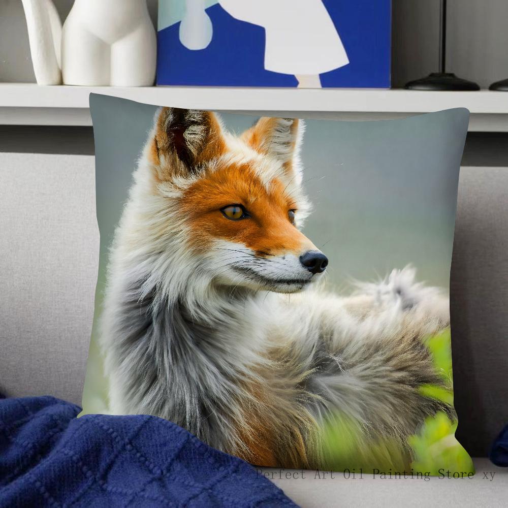 Cute Wild Fox Pillow Case Fashion Square Pillowcase Bedroom Sofa Room Ins Decoration Leisure Cushion Cover 40x40