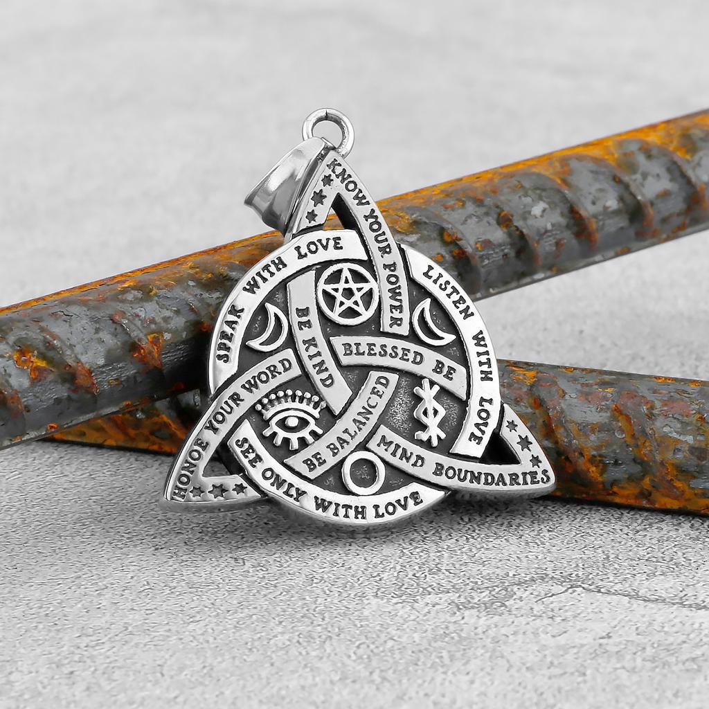 Viking Celtic Knot Pendant Necklace Stainless Steel Men Chain Odin Protection Amulet Gothic Jewelry Gift