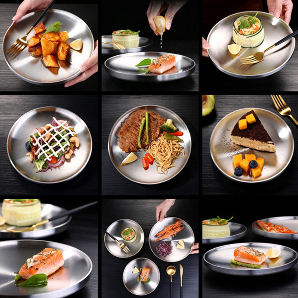 round dish round plate stainless steel dish stainless steel plate dinner plate