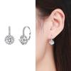 WOSTU 925 Sterling Silver Simple Round Beads Zircon Star Ear Buckles Stud Earrings For Women Fashion Party Jewelry Gift