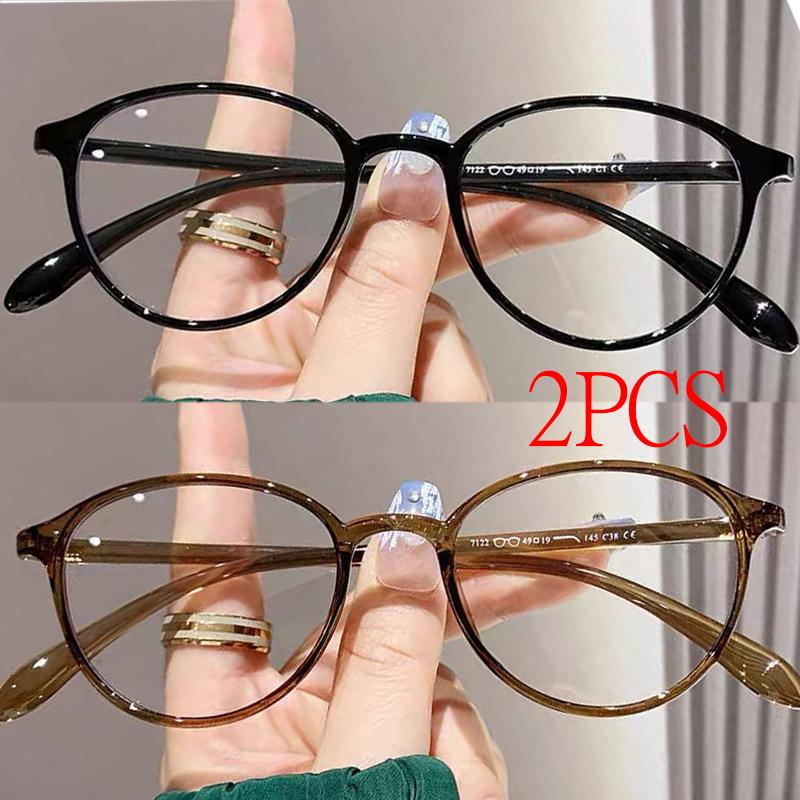 

2Pcs New Arrival Computer Glasses Frame Women Men Anti Blue Light Round Eyewear Blocking Glasses Optical Spectacle Eyeglass