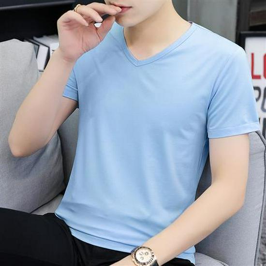 Men's Slim Fit Solid Color Short-Sleeve T-Shirt, Round Neck, Black/White Trend