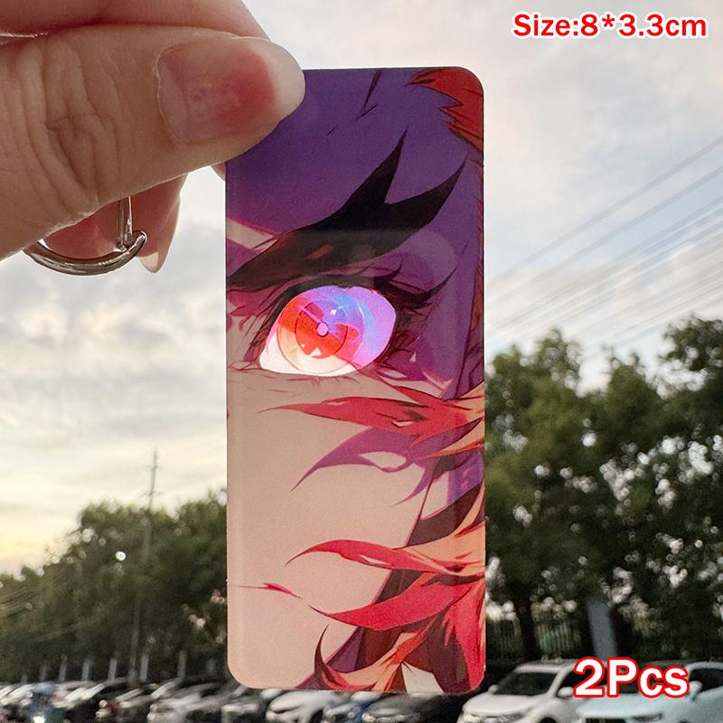 2/9Pcs Anime Card Keychain Demon Slayer Decorate Kawaii Girl Acrylic Backpack Accessories Cartoon Surrounding Portable Toy Gift