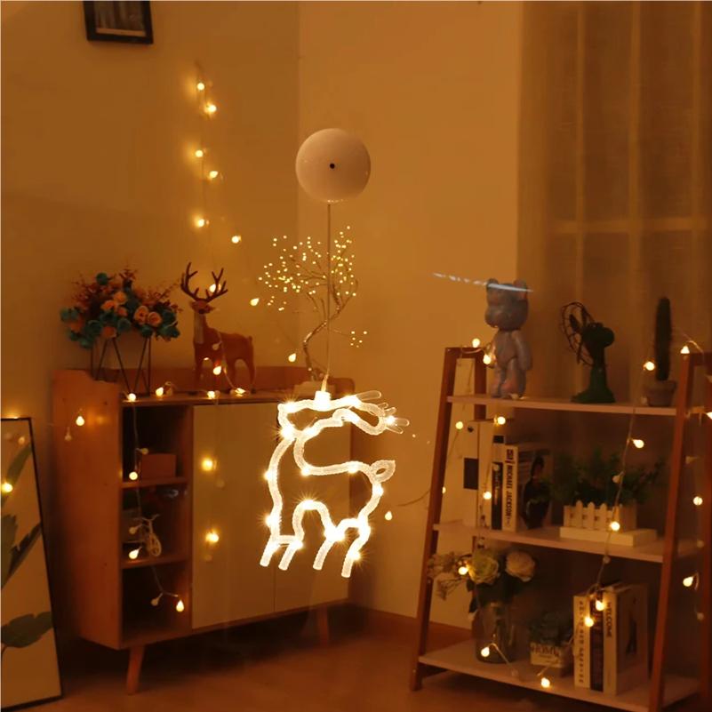 Christmas Window Hanging LED Light Suction Cup Stars Snowflake Bell Decoration Shop Window Glass Atmosphere Scene Christmas Eve