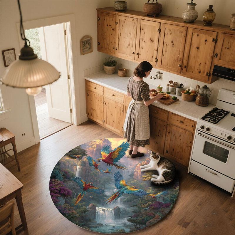 Parrot Theme Pattern Round rug,Carpet Rug for Living Room Bedroom Playroom ,Non-slip Floor Mat,Holiday Gifts and Birthday Gifts.
