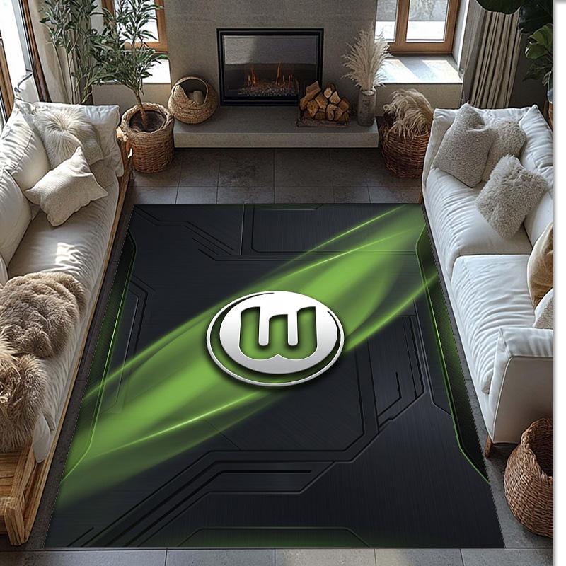 VfL Wolfsburg FC Fußball Muster Weicher Teppich Rutschfester Indoor Bodenbelag Sport Dekor Matte für Schlafzimmer