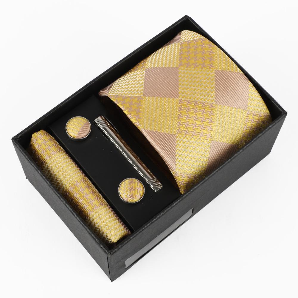 Men's Luxury Jacquard Embroidered Tie Gift Set with Custom Logo.