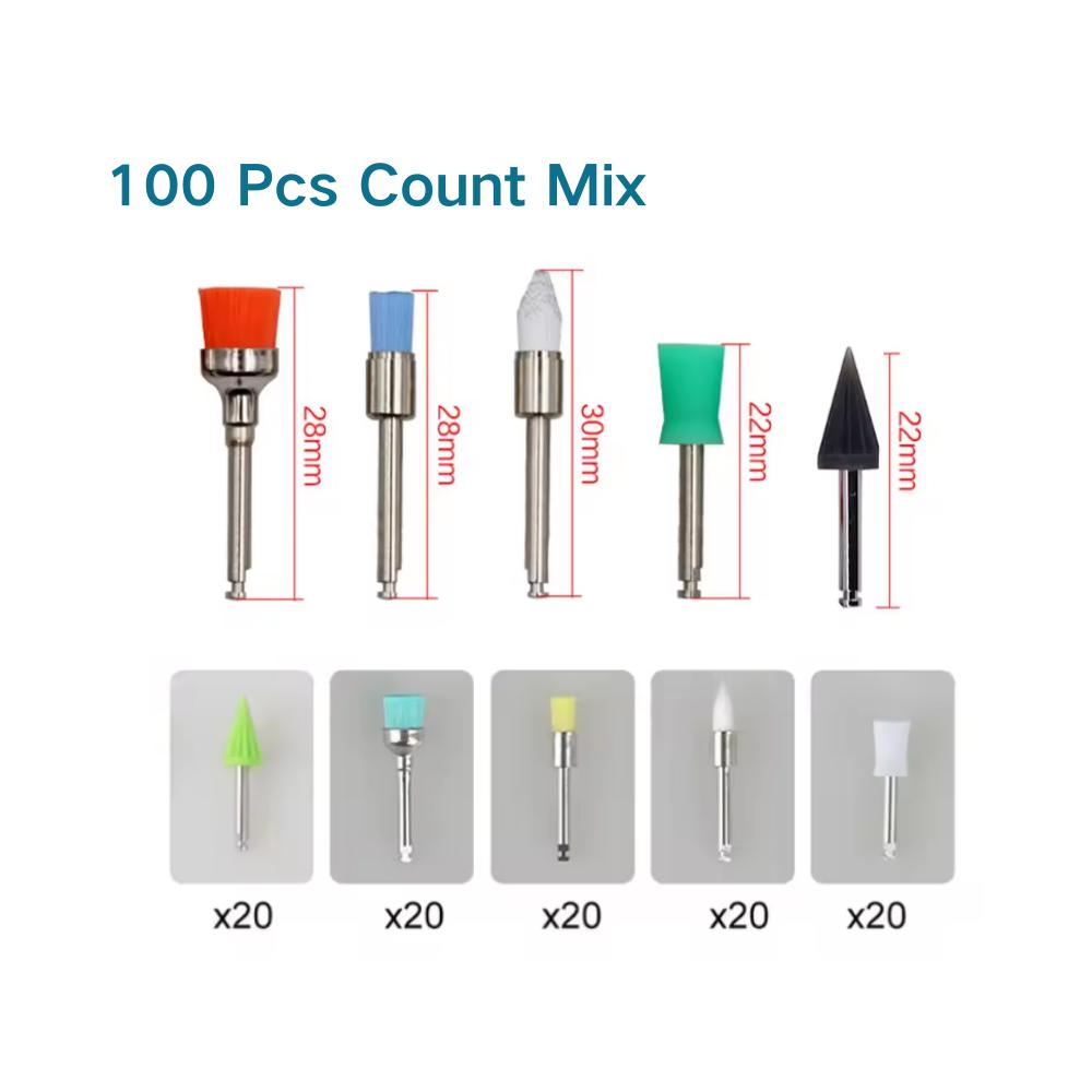 100pcs Dental Lab Nylon Latch Small Flat Polishing Polisher Prophylaxis Brushes Disposable Dental Care Brush Head