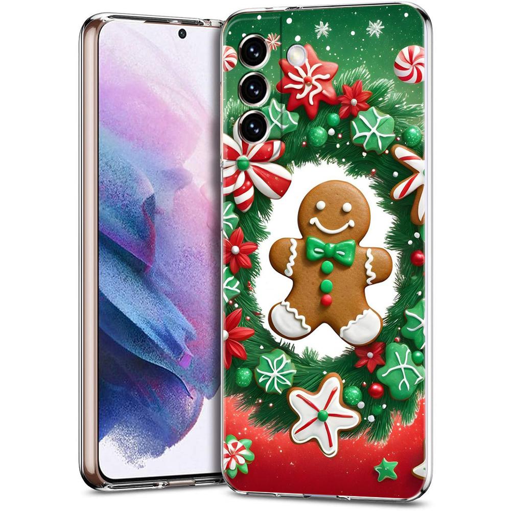 Transparent Phone Case Cover for Samsung Galaxy S25 S24 S23 S22 S20 S21 FE Ultra S24 S10 S10E Plus 5G New Year Christmas Pattern