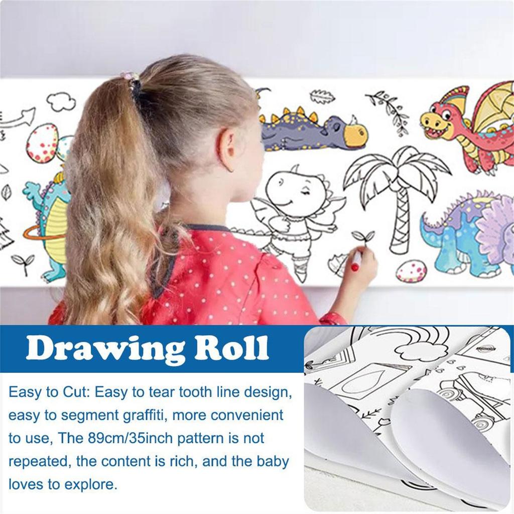 Children's Drawing Roll Sticky Color Filling Paper  Scroll Coloring Paper Roll For Kids DIY Painting Educational Toys