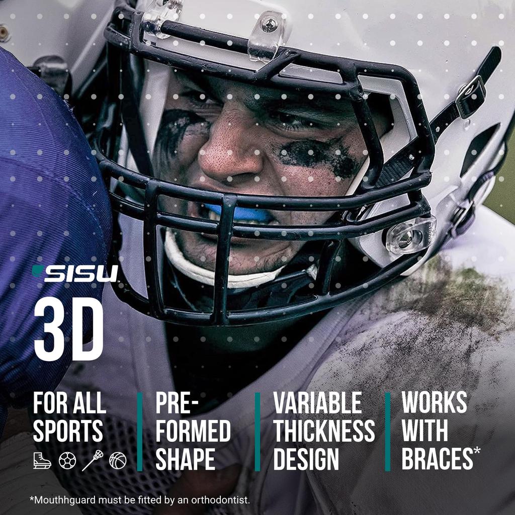 SISU 3D MouthGuard - 3D Mouthguard, Made In USA, 8 Colors, Size S, Custom Fit, for Small Faces, Sports, Kids, Soccer, Baseball, Skateboarding, Basketb