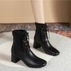 Stivali da Donna in Pelle 2024 Autunno Inverno Vendita Calda Cerniera Plateau Moda Conciso Sexy Maturo Tinta Unita Stivali Caldi Scarpe