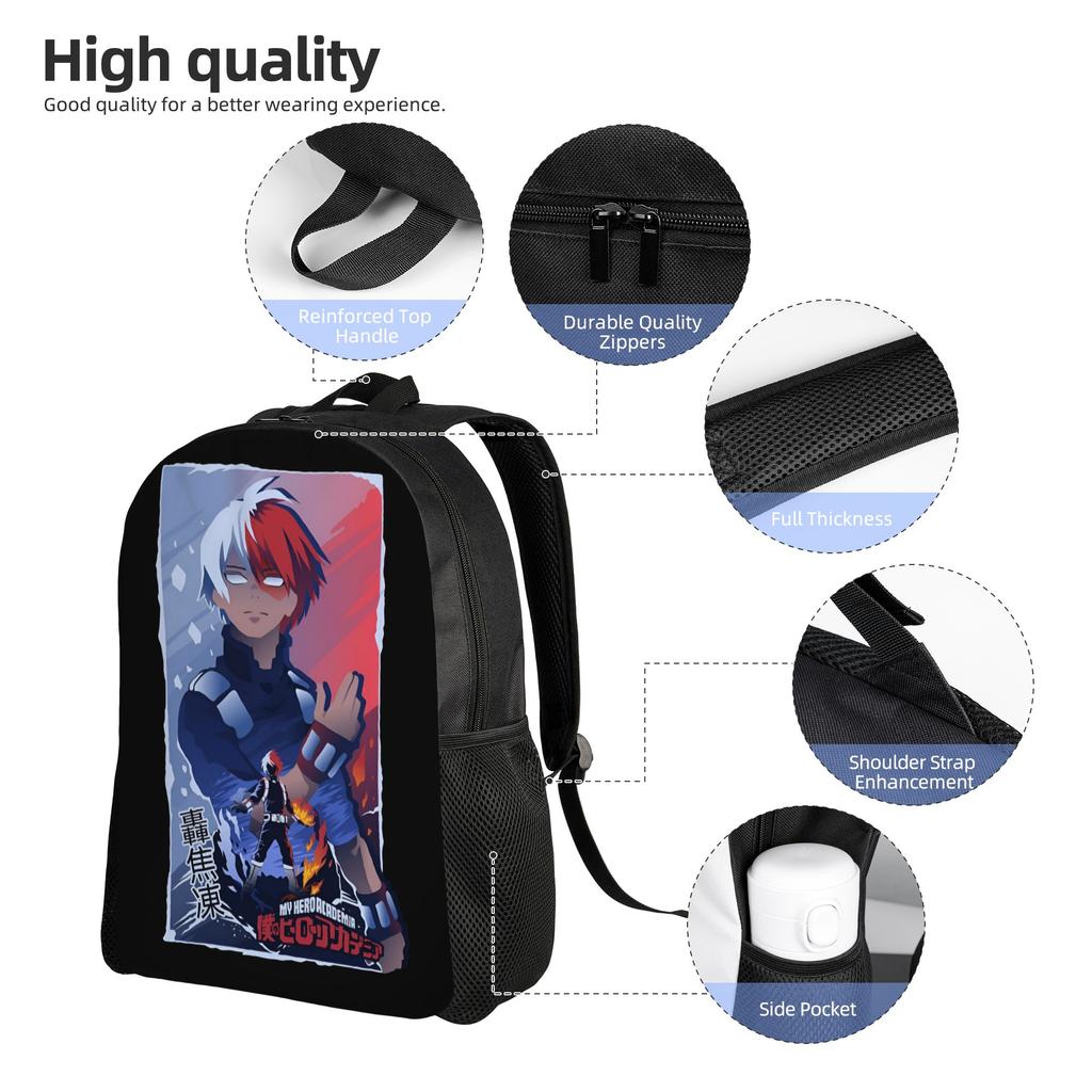 My Hero Academias Backpack for Women Men College School Student Bookbag Fits 15 Inch Laptop Shoto Todoroki Bags