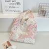 Korean Style Floral Patchwork Tote Bag Women Large Capacity Casual Open Top Shoulder Handbag