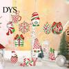 Handmade Wooden Ornaments for Holidays 12/24/36 Pcs Christmas Set, Red Green Striped Candy Cane Tree Country Style Decorations, Xmas Hanging