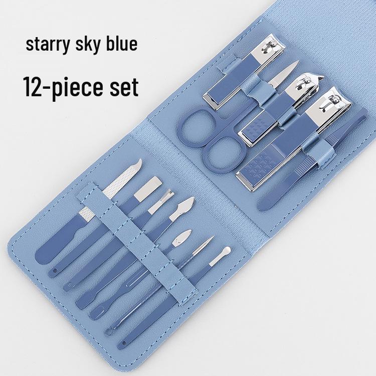Foldable 12-Piece Matcha Green Manicure Nail Tool Set