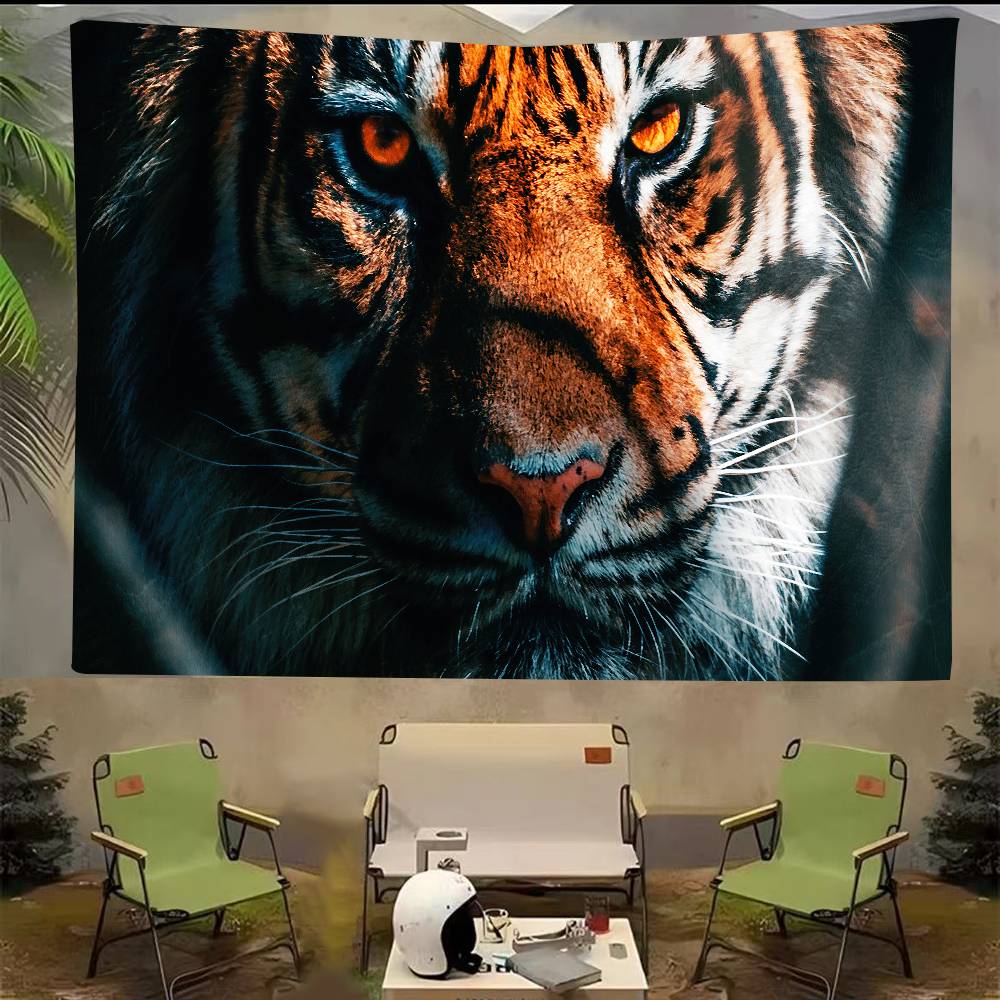 3D Dream Tiger Animal Background For Photography Bunny Easter Eggs Vintage Wood Board Kids Birthday Party Decor Backdrops