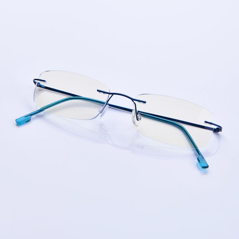 

Men Reading Glasses Rimless Cut Presbyopic Glasses Anti Blue Light Narrow Square Eyeglasses Prescription Frame +2.0