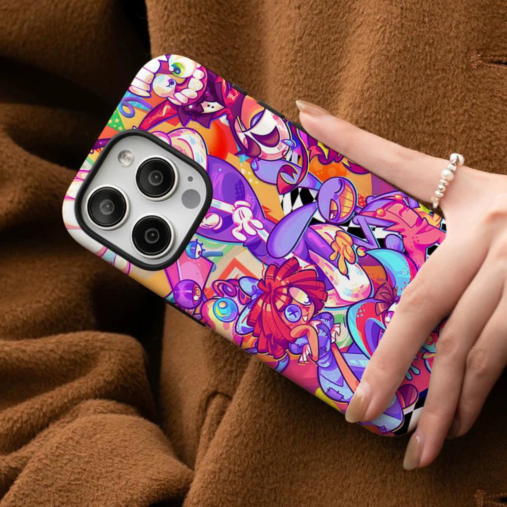 Die Erstaunliche Digitale Zirkus Handyhülle Für IPhone 16 15 14 13 12 11 Pro Max Plus Samsung S24 S23 Ultra Glänzende HD Harte PC Hülle