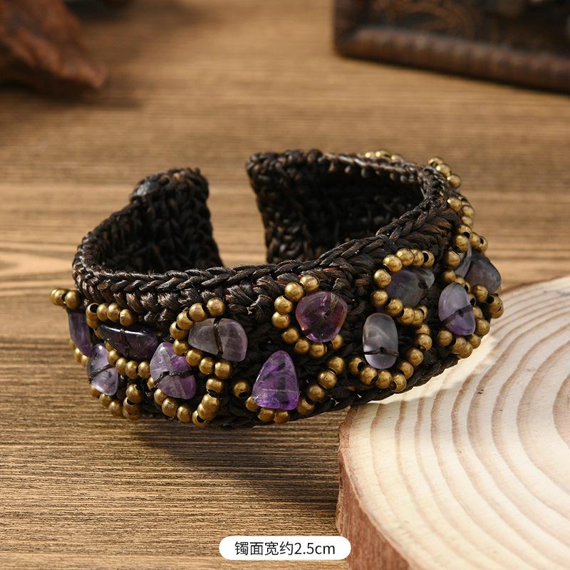 Heavy industry woven natural stone bracelet Bohemian retro exotic female personality Tibetan bracelet accessories