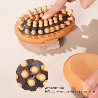 Perie de Masaj pentru Corp din Lemn cu Curea de Mână Ergonomică Bărbați Femei Meridian Umăr Gât Corp Masaj Anti-Celulitic Exfoliant Instrument Guasha
