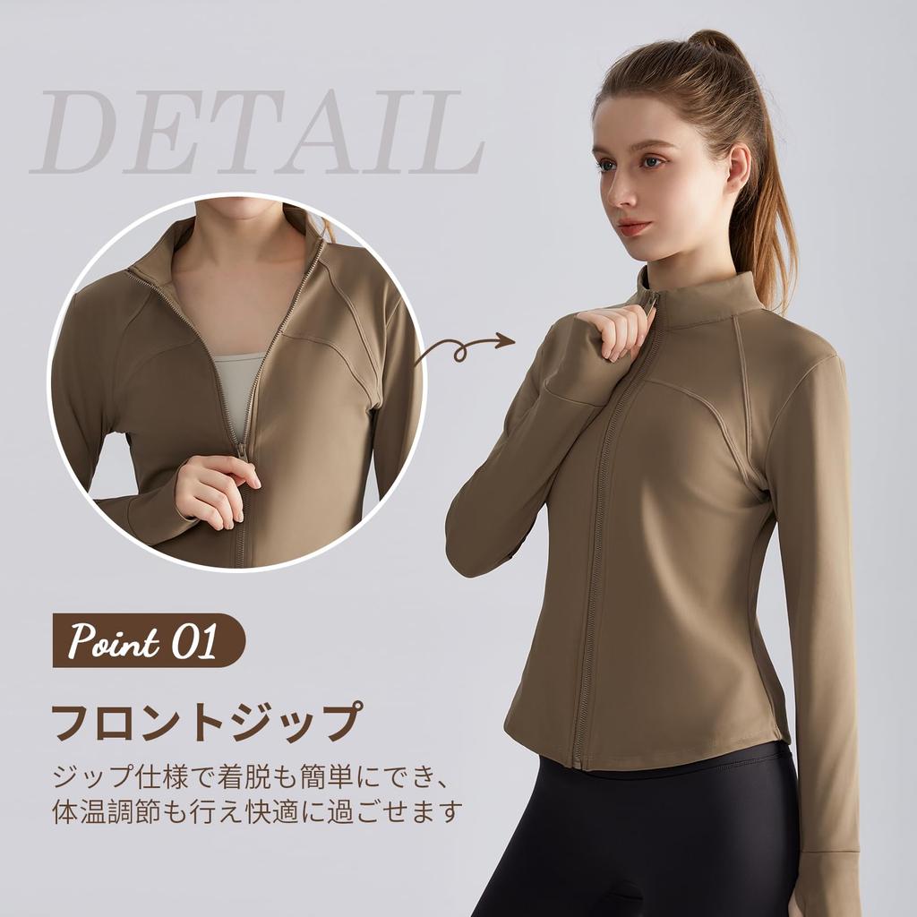 MORGEN SKY Long Sleeve Yoga High Full Zip Hoodie with Perfect for and WT050 Size Women's Shirt, Neck, Thumbholes, Fitness, Training, Spring/Autumn,