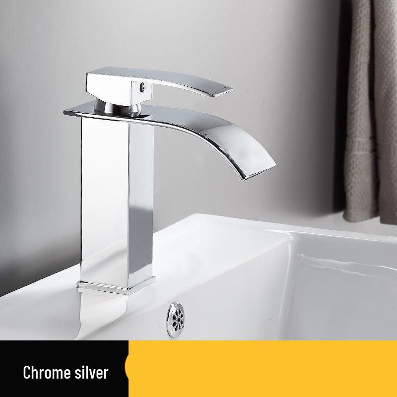 TLXT Nordic Black Flat Spout Waterfall Faucet