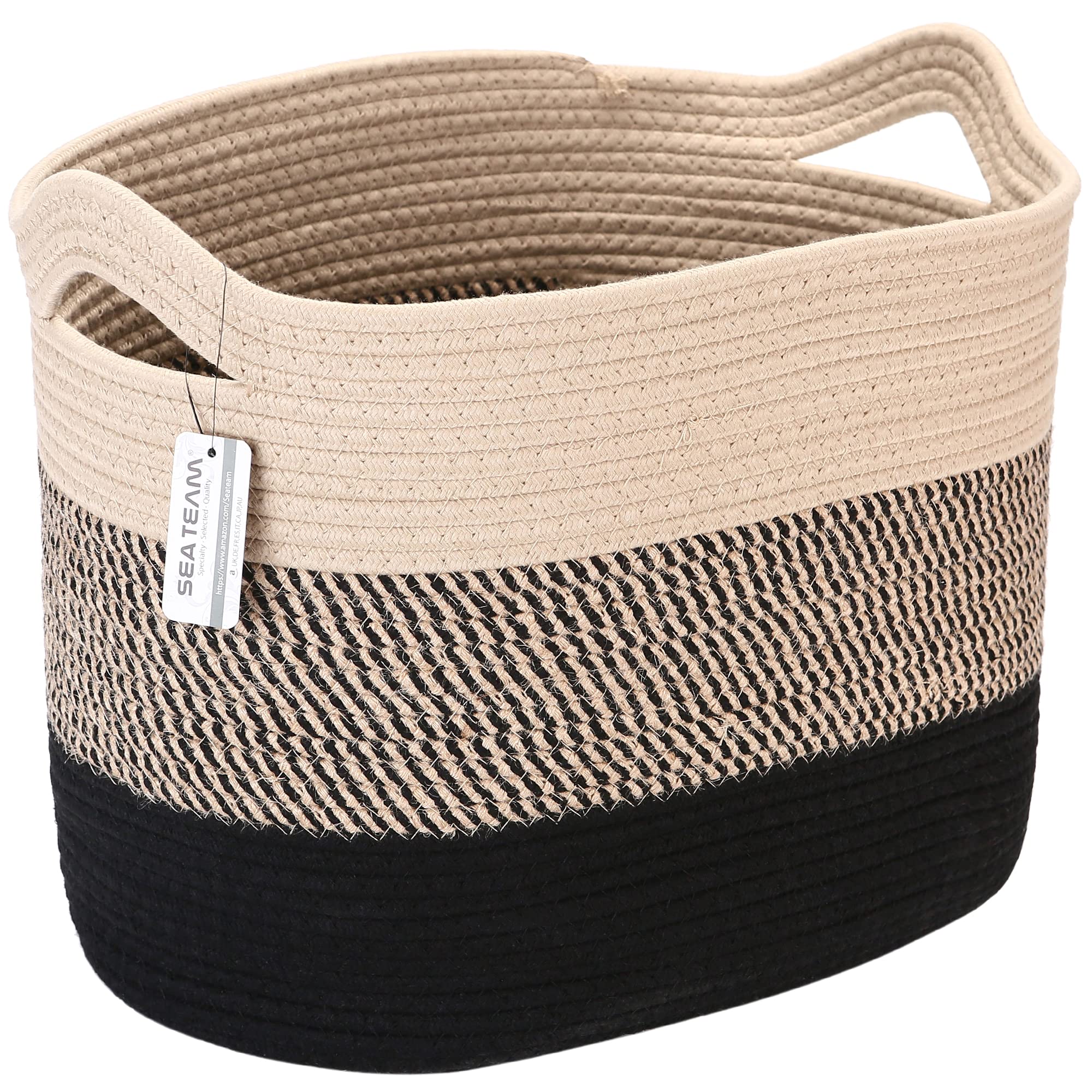 Sea Team Large Storage Basket, Laundry Basket, Rope Basket, Cotton Rope Basket with Handles, Laundry Storage, Natural, Baby, and Kids Storage, Yellow,