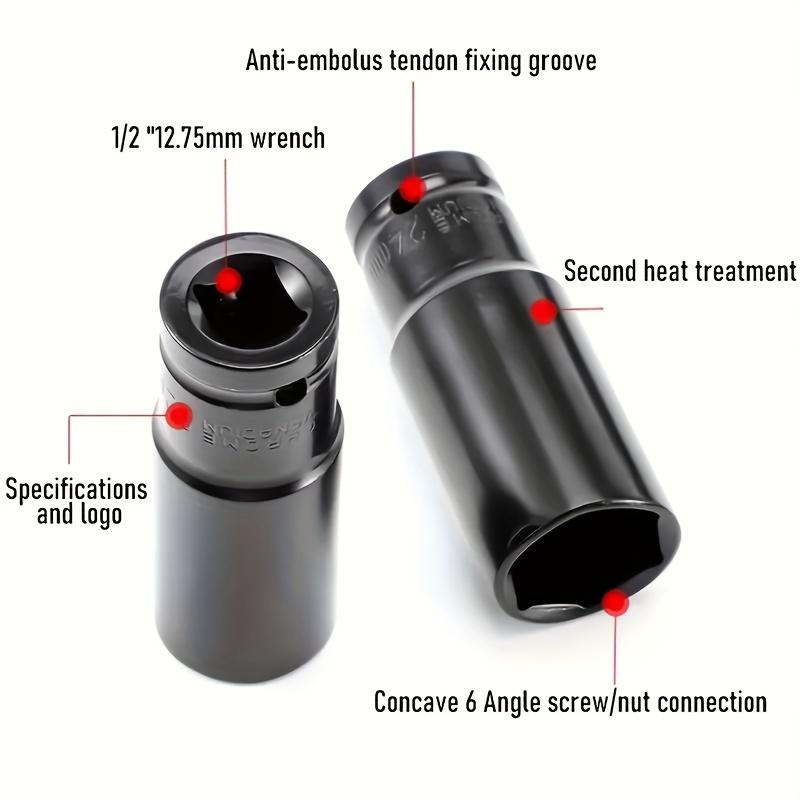 15pcs 1/2 Inch Hex Impact Wrench Sockets Black Finish Heavy Duty Socket Set Carbon Steel Deep Sleeve For Auto Repair
