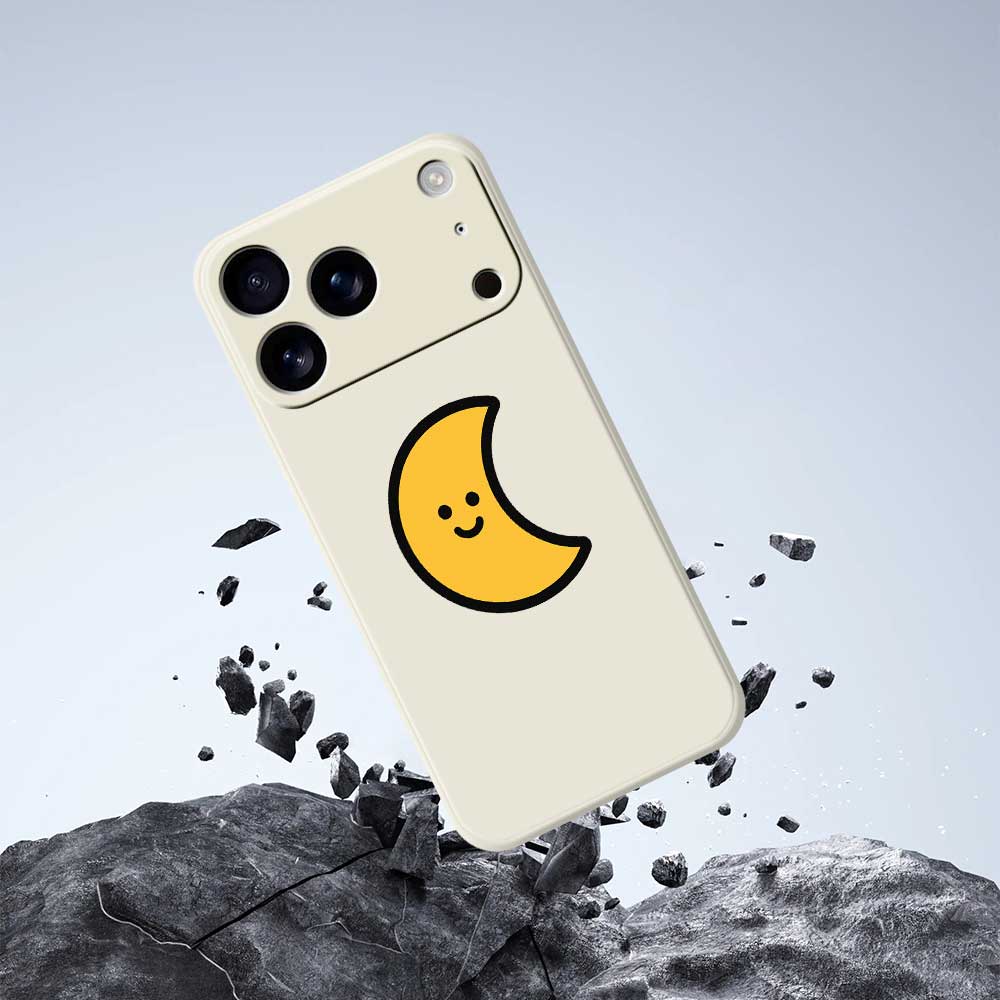 For iPhone 17 Pro Max Case Yellow Moon Pattern Printing Straight Edge TPU Phone Back Cover